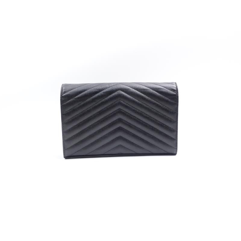 Pre-owned Saint Laurent Envelope Black Calfskin With Silver Hardware Shoulder Bag - HZ