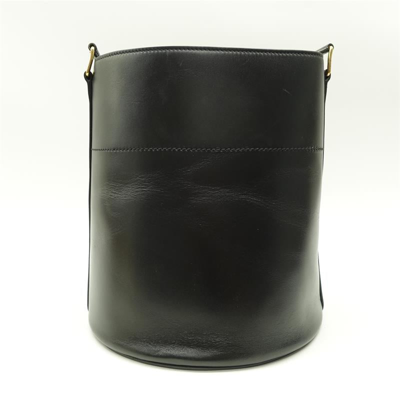 【DEAL】Pre-owned Celine Black Calfskin With Gold Hardware Bucket Shoulder Bag - HZ