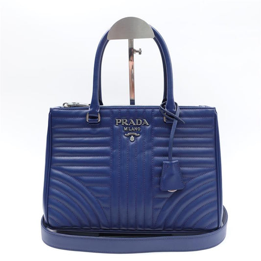 Pre-owned Prada Blue Diagramme Calfskin Handle Bag