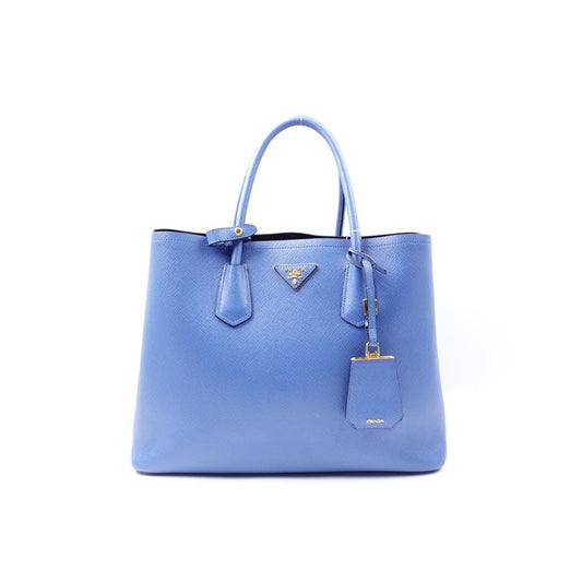 Pre-owned Prada Blue Double Saffiano Leather Bag