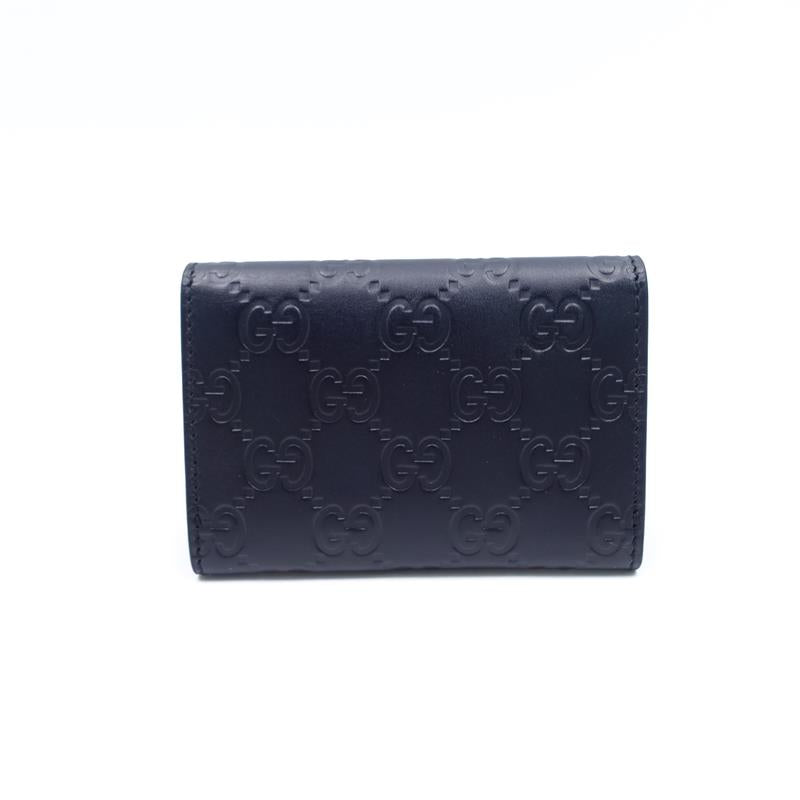 Pre-owned Gucci GG Navy Calfskin Card Holder