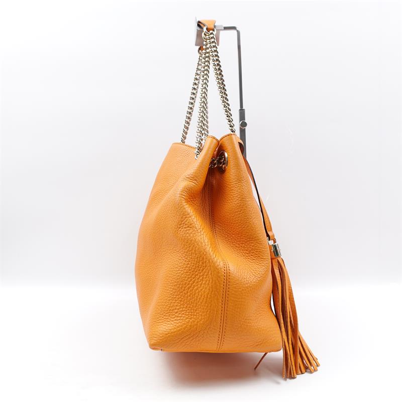 【DEAL】Gucci Soho Orange Calfskin Shoulder Bag with Tassel