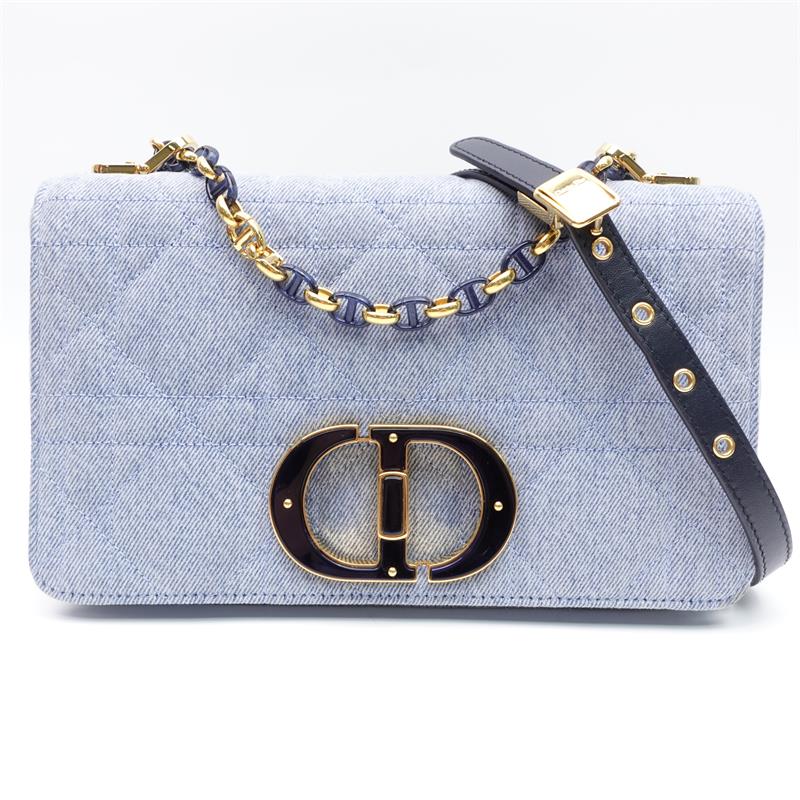 Pre-owned DIOR CARO Blue Denim Shoulder Bag