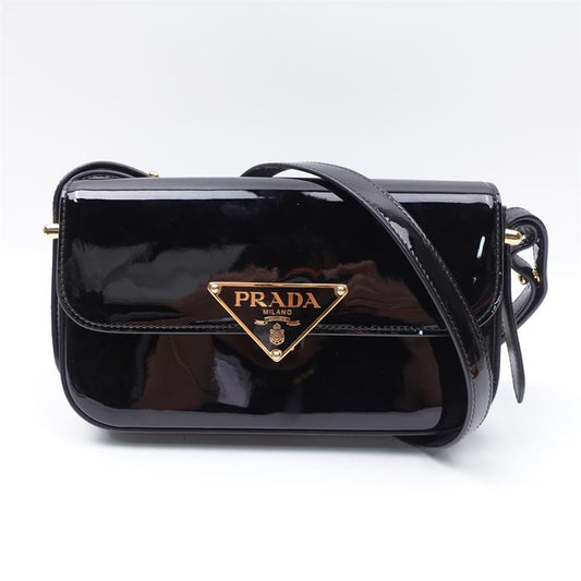 Pre-owned Prada Black Vernis Shoulder Bag