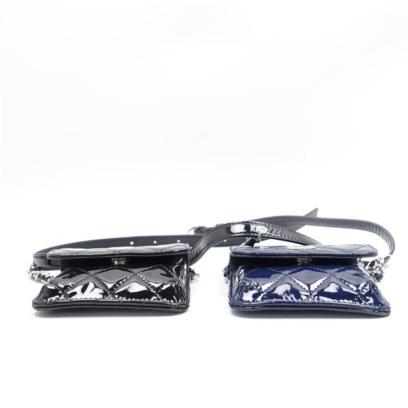 【DEAL】Pre-owned Chanel Blue And Black Vernis Belt Bag-HZ
