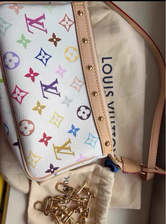 [DEAL]Louis Vuitton Murakami Pochette Accessories White Multicolor Coated Canvas Shoulder Bag