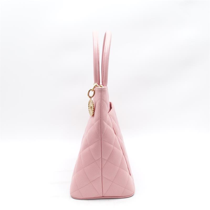 Pre-owned Chanel Hilton Pink Calfskin Handle Bag-TS