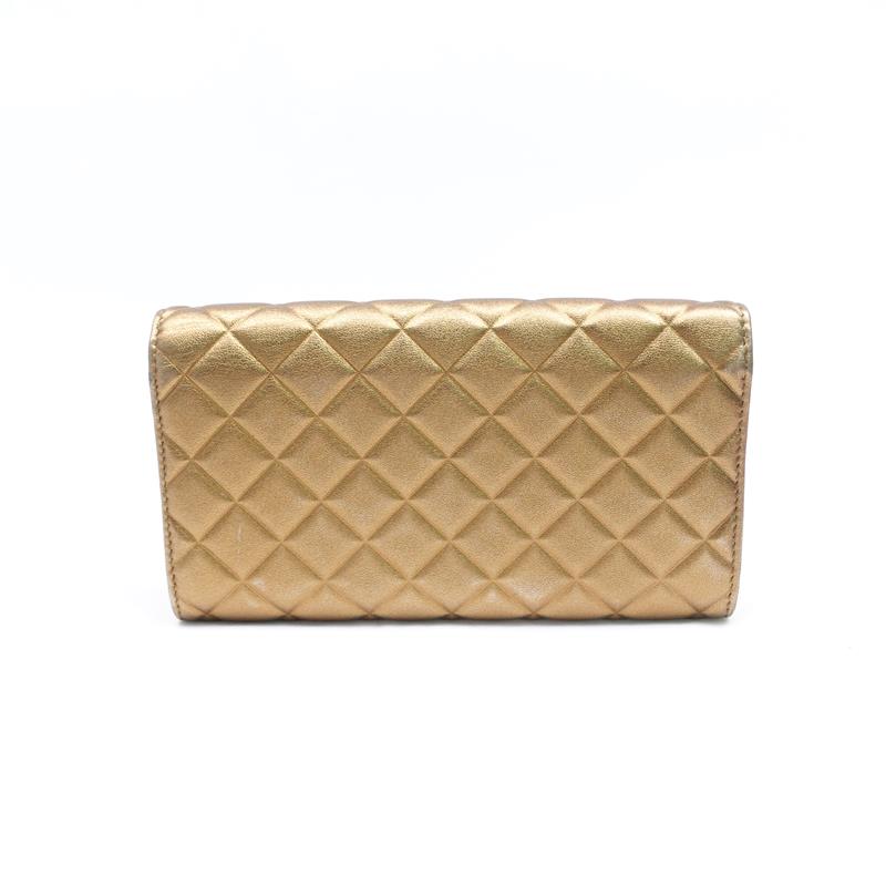 Pre-owned Chanel Gold Lambskin Wallet