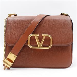 Valentino Vsling Brown Calfskin Shoulder Bag - HZ