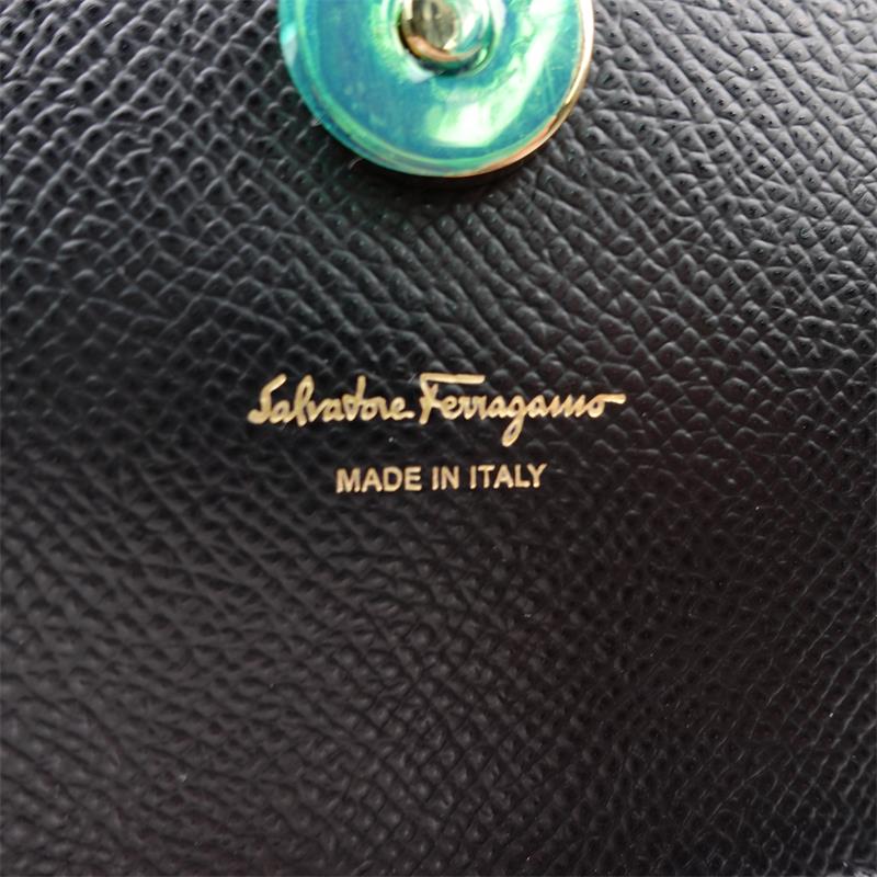 Pre-owned Ferragamo Botie Black Calfskin Top Handle Shoulder Bag