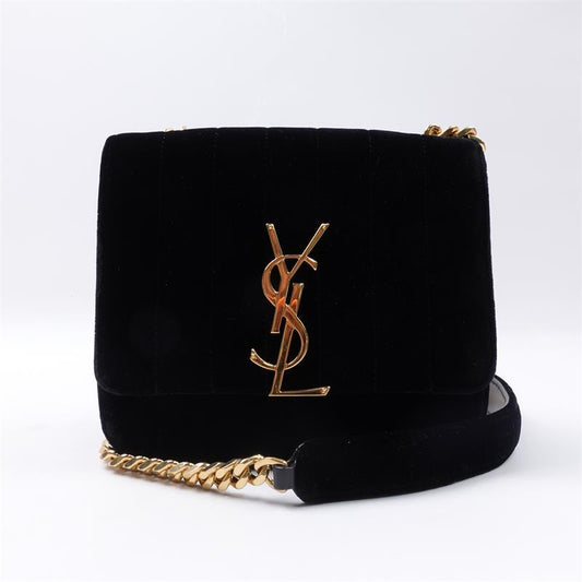 Saint Laurent Black Velvet Cross Body Bag