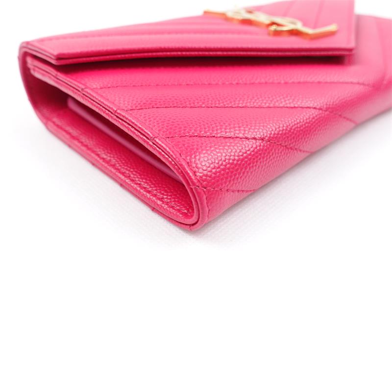 Pre-owned Saint Laurent Pink Calfskin Short Wallet