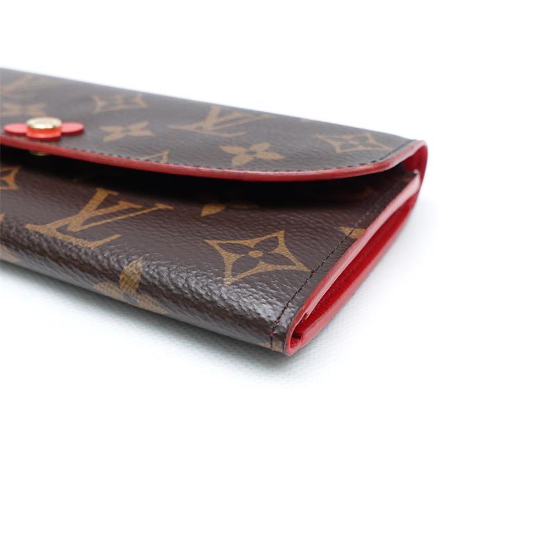 Pre-owned Louis Vuitton Emilie Flower Red Monogram Coated Canvas Wallet