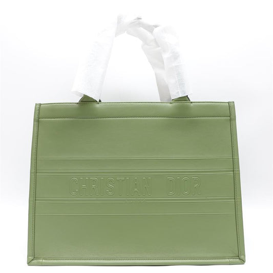 Dior Medium Green Leather Book Tote Bag-TS