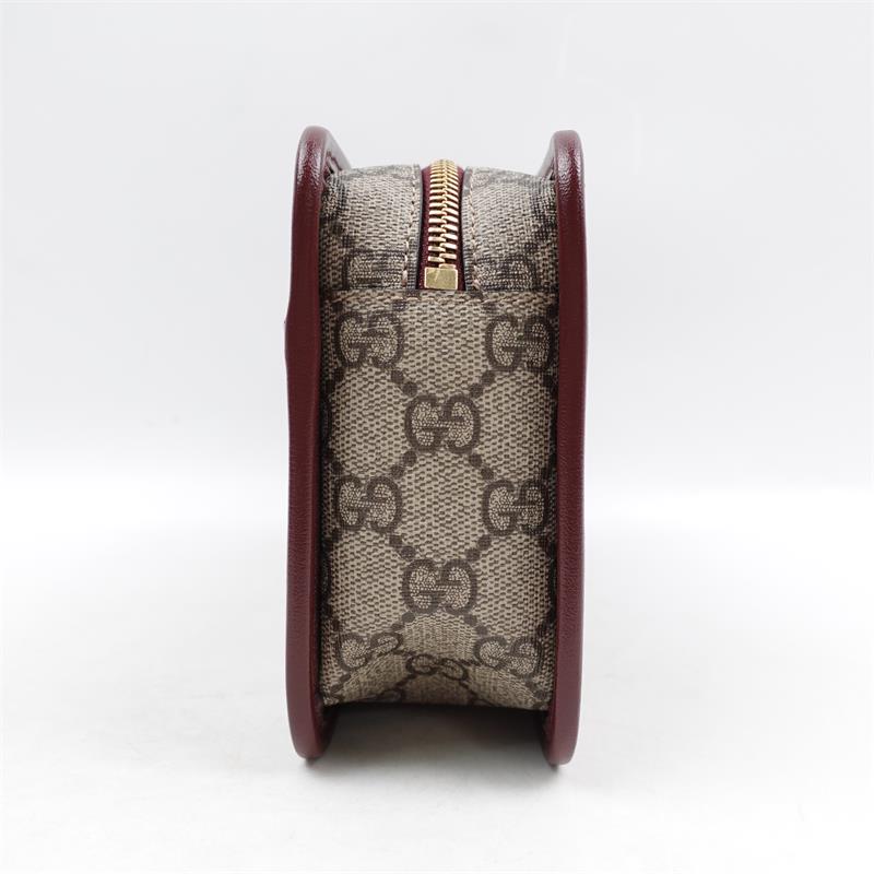 Pre-owned Gucci GG Supreme Beige & Burgundy Coated Canvas Clutch