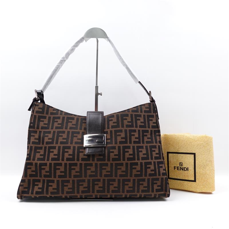 Pre-owned Fendi Zucca Brown Canvas Shoulder Bag