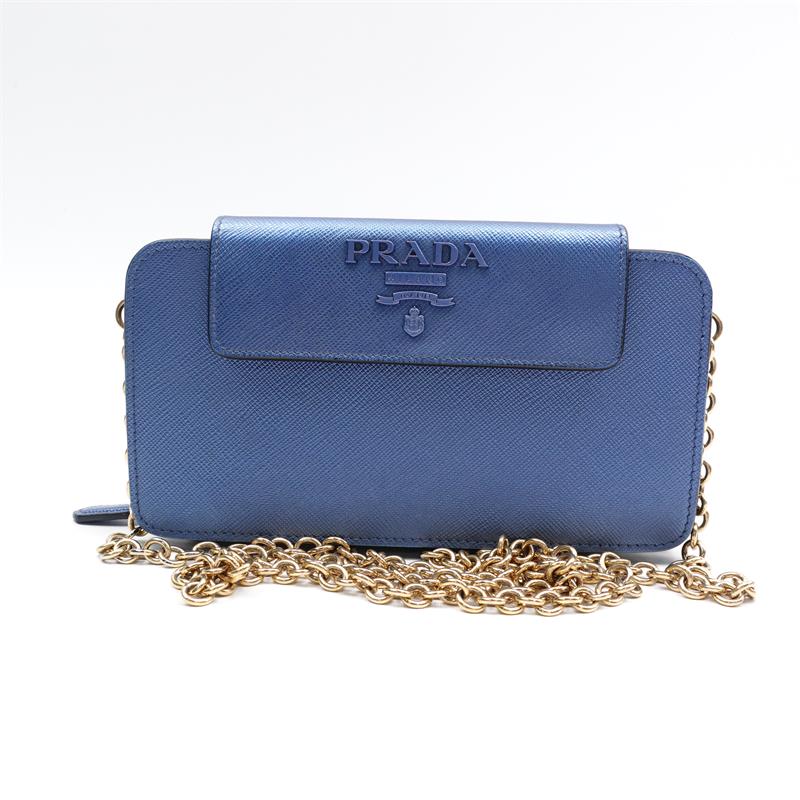 Pre-owned Prada Mermaid Blue Saffiano Shoulder Bag - HZTT