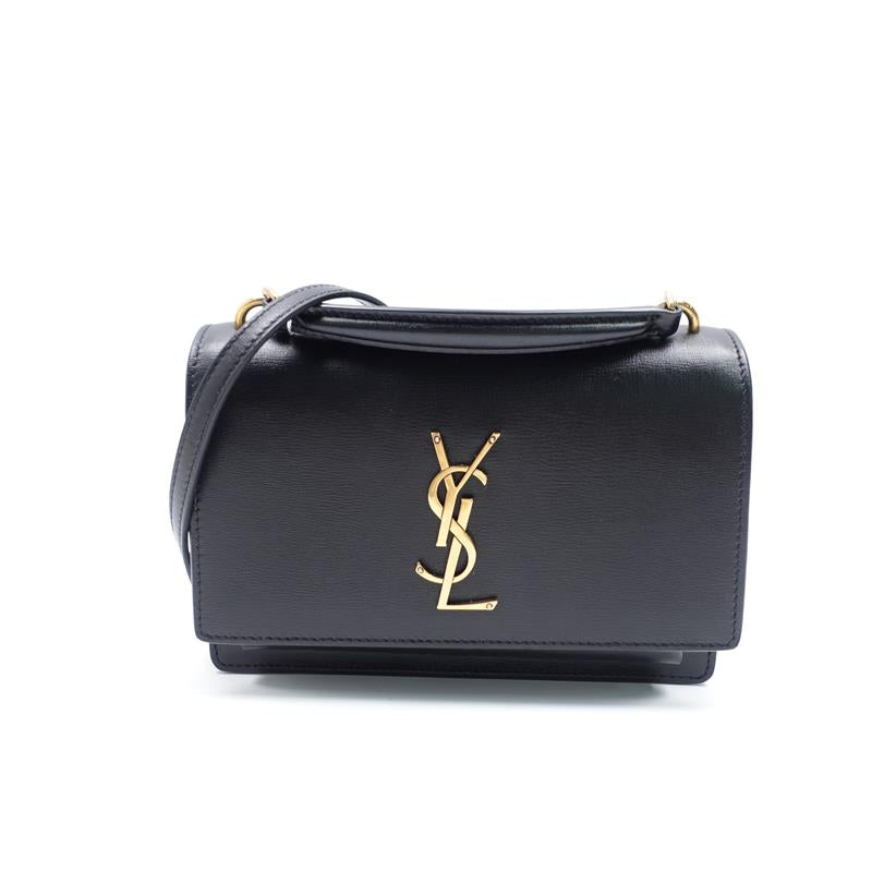 Pre-owned Saint Laurent Sunset Black Calfskin Shoulder Bag