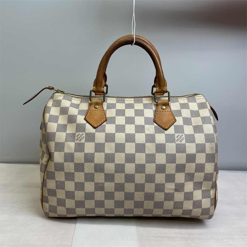 【DEAL】Pre-owned Louis Vuitton Speedy 30 White Coated Canvas Handbag-HZ