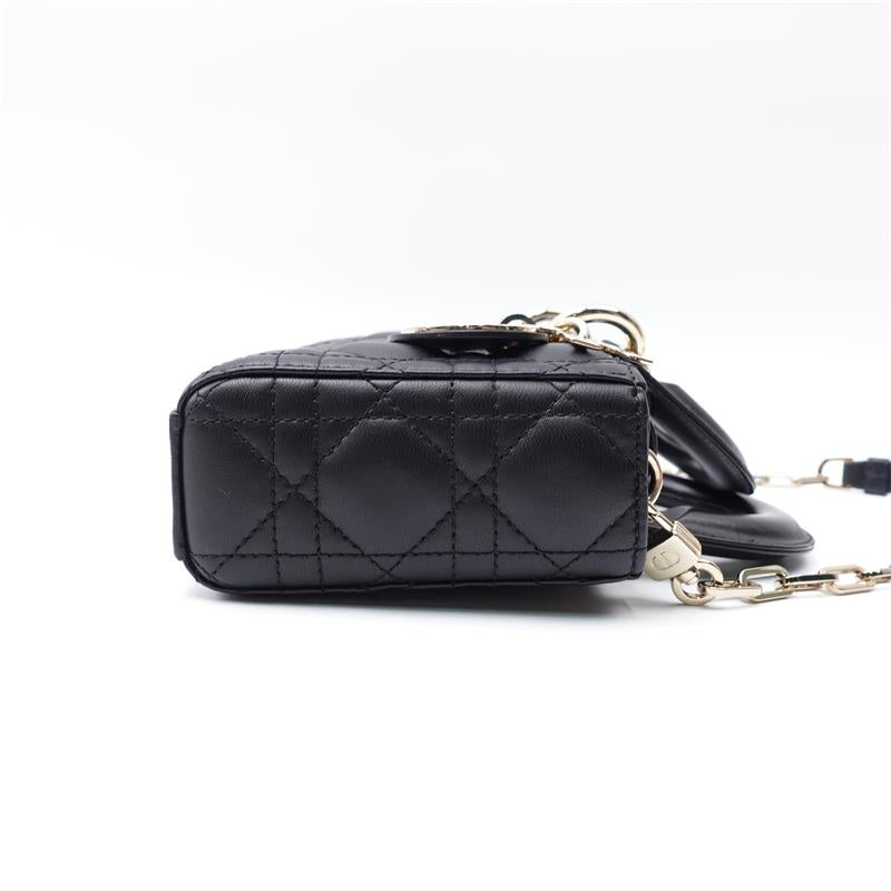 Pre-owned Dior Lady Black Lambskin Shoulder Bag