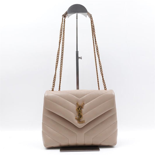 Pre-owned Saint Laurent Milk Tea Loulou Lambskin Shoulder Bag