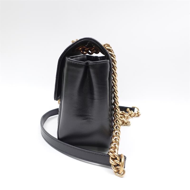 Pre-owned Gucci Marmont Black Calfskin Shoulder Bag