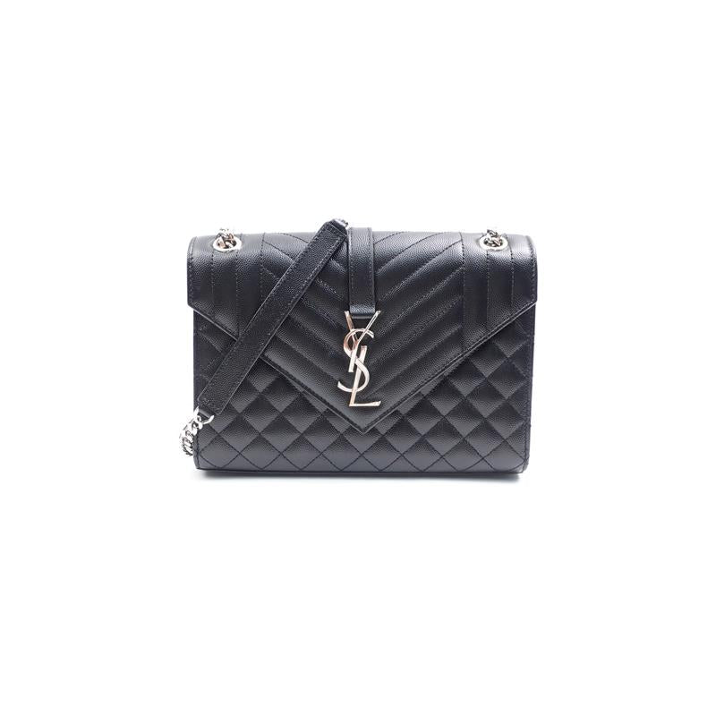 【Deal】Saint Laurent Envelope Medium Black Leather Shoulder Bag