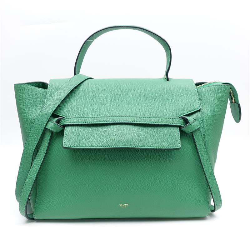 【DEAL】Pre-owned Celine Belt Green Calfskin Shoulder Bag-TS