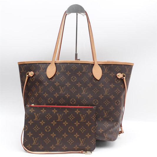 Pre-owned Louis Vuitton Neverfull MM Monogram Red&Brown Coated Canvas Shoulder Bag-TS