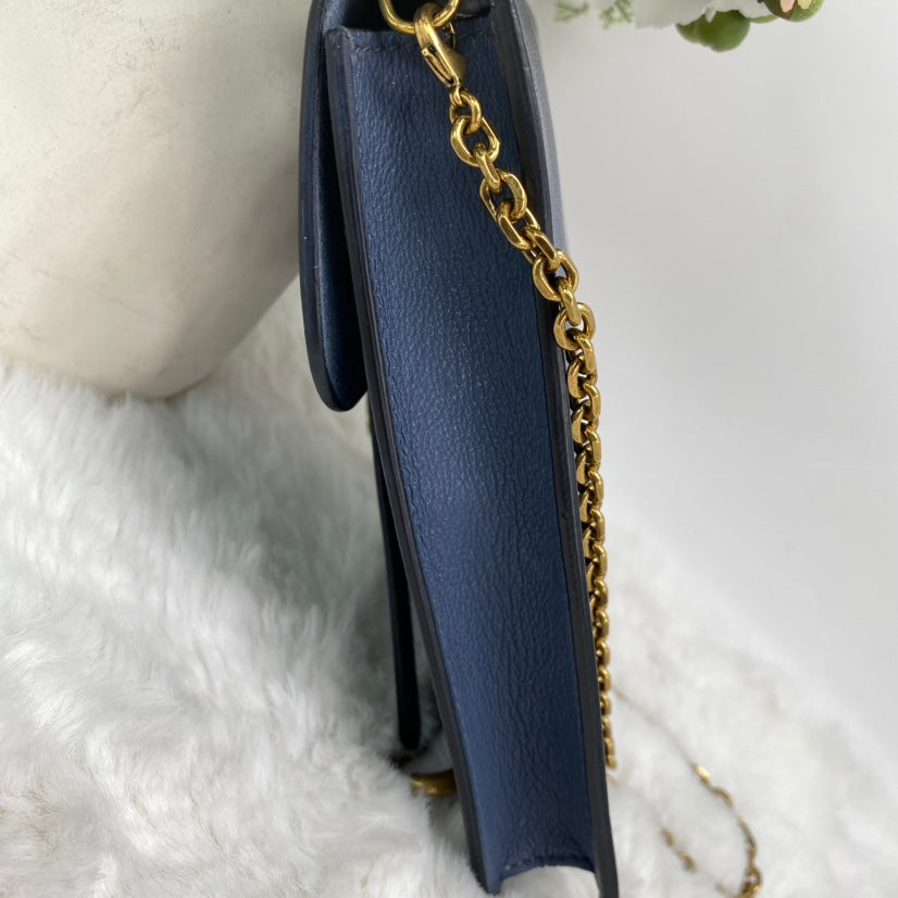【Deal】Pre-owned Dior Blue & Golden Calfskin Crossbody -HZ