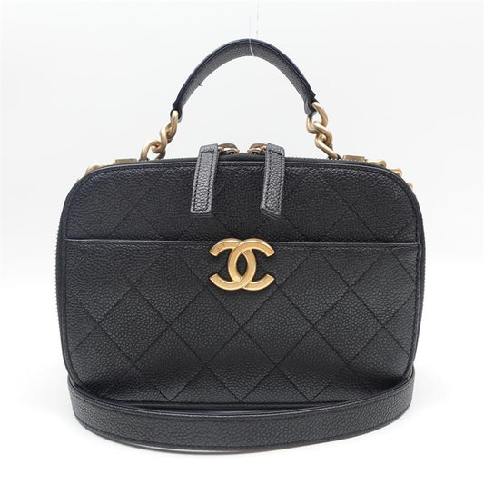 Pre-owned Chanel Black Caviar With Gold Hardware Shoulder Bag - HZ