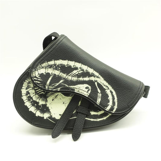 【deal】Dior Saddle Black Graffiti Calfskin Leather Bag-HZ