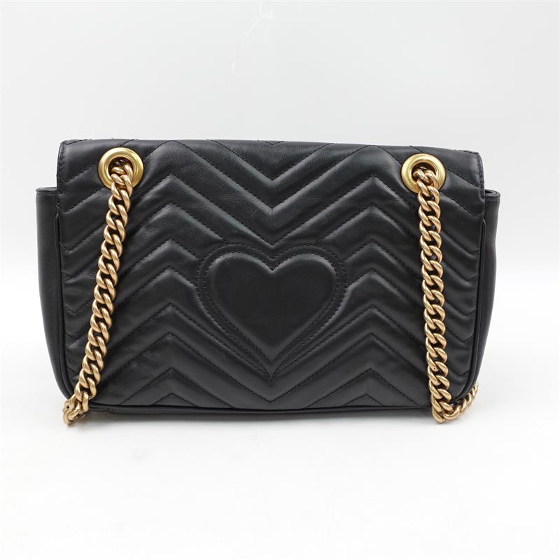 Pre-owned Gucci GG Marmont Black Calfskin Shoulder Bag-HZ