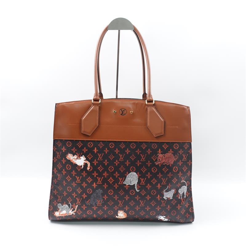 Pre-owned Louis Vuitton City Streamer GM Brown Monogram Coated Canvas Tote