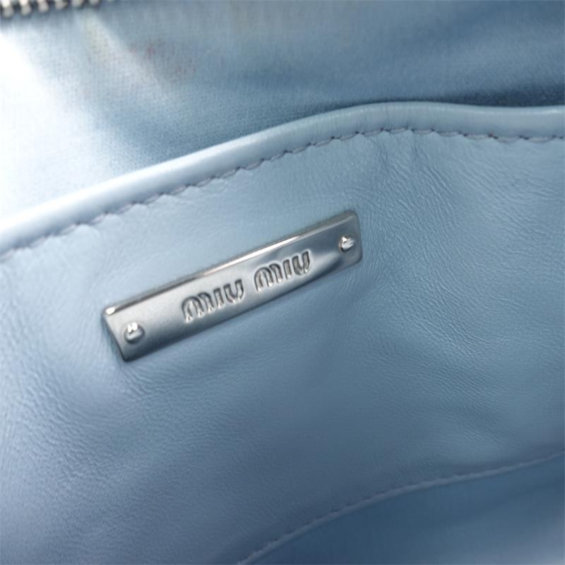 Pre-owned Miumiu Cloud Blue Calfskin Crystal Shoulder Bag - HZ