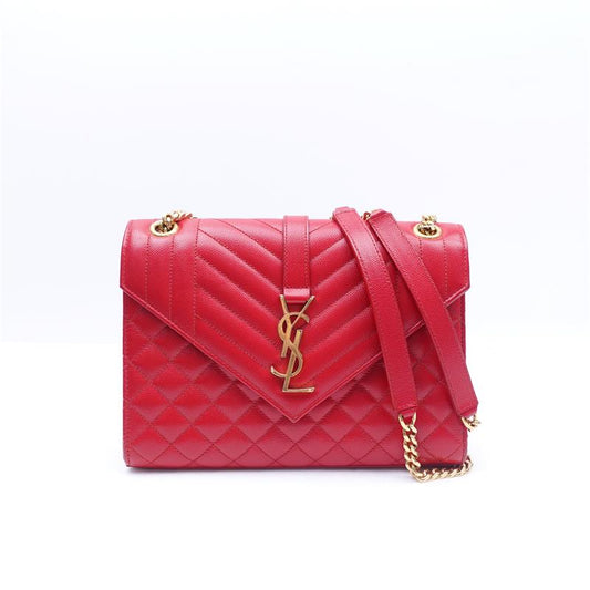 Pre-owned Saint Laurent Red Envelope Calfskin Shoulder Bag