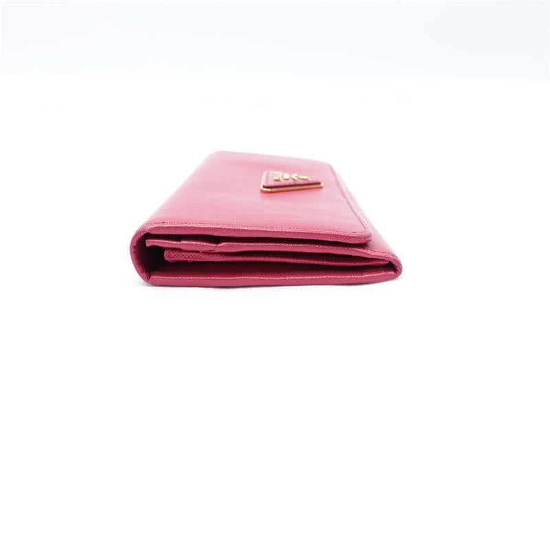 Pre-owned Prada Rose Pink  Calfskin Long Wallet