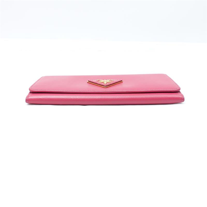 Pre-owned Prada Rose Pink  Calfskin Long Wallet