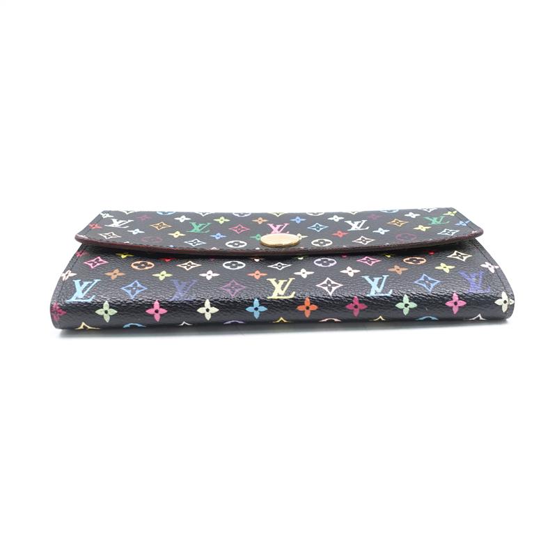 【Deal】Pre-owned Louis Vuitton Micro Black Multi Coated Canvas Long Wallet -TS
