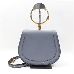【DEAL】Pre-owned Chloe Ring Blue Calfskin Shoulder Bag-TS