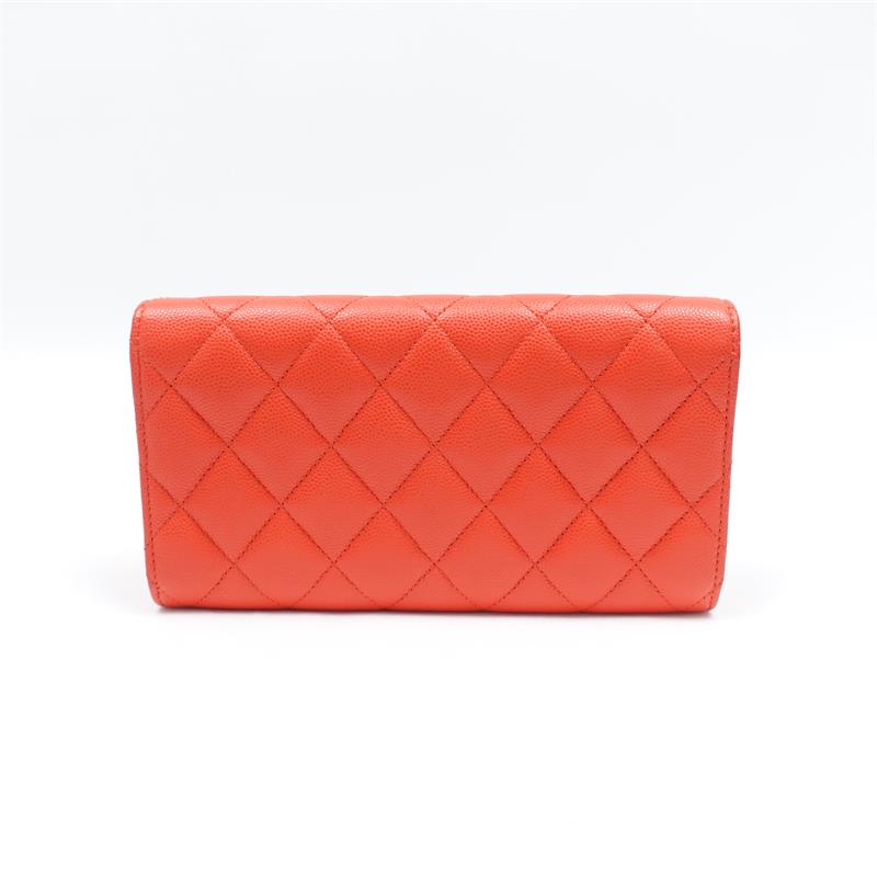 Pre-owned Chanel Orange Calfskin Wallet