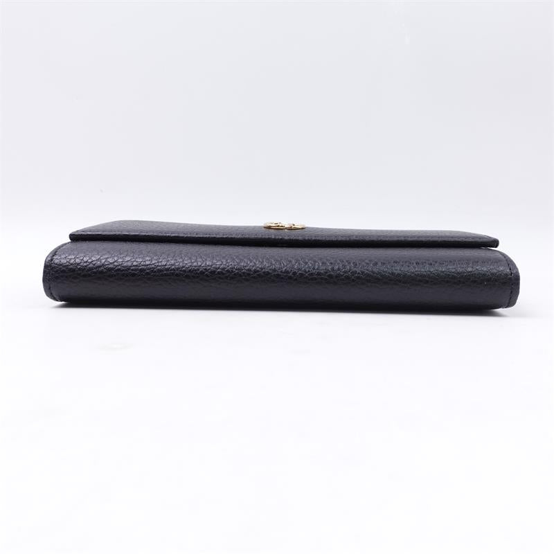 Pre-owned Gucci GG Black Caflskin Wallet