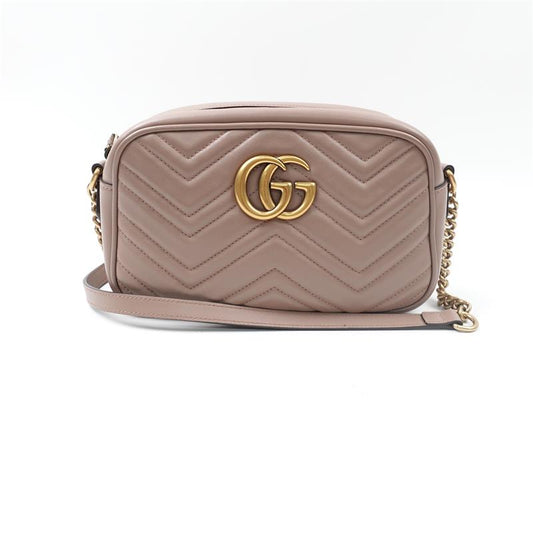 【Deal】Gucci GG Marmont Small Milktea Color Calfskin Leather Crossbody Bag-TS