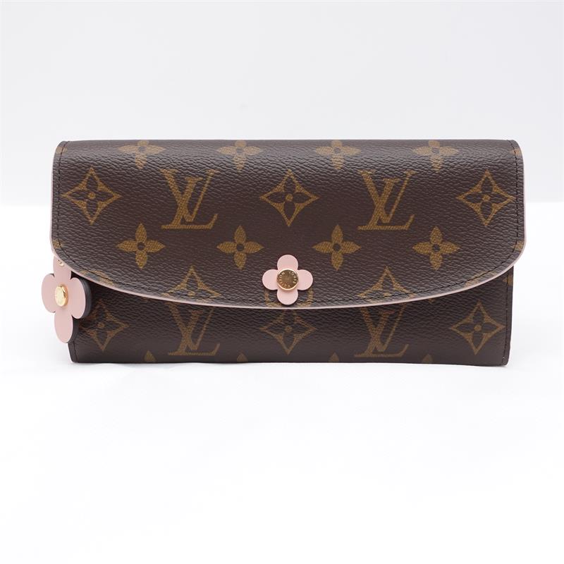 Pre-owned Louis Vuitton Emilie Flower Coated Canvas Wallet