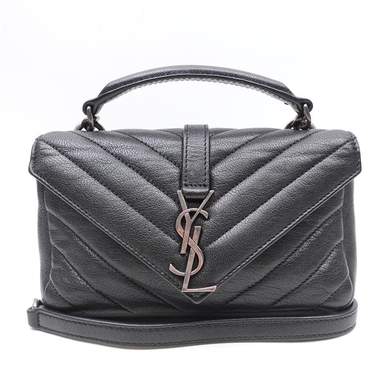 Pre-owned Saint Laurent Mini Black Calfskin Shoulder Bag