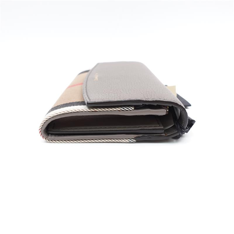 Pre-owned Burberry Grey & Plaid Canvas Wallet