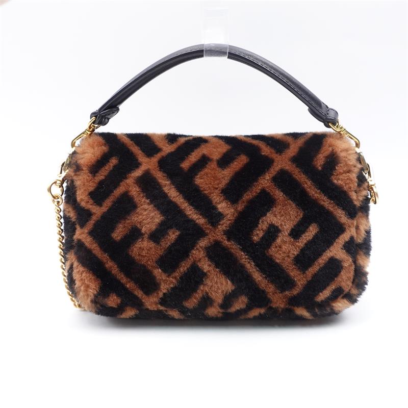 Fendi Baguette Monogram Fur Mini Shoulder Bag