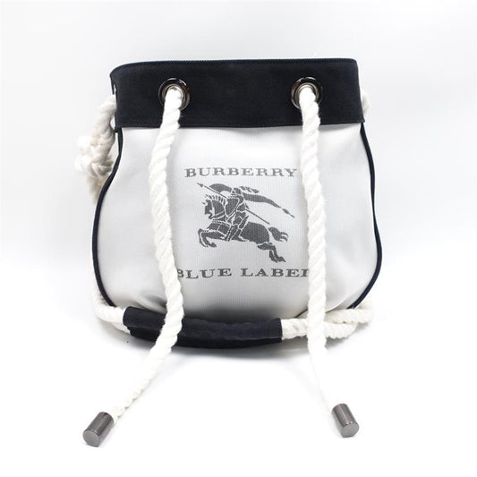 Pre-owned Burberry Hemp Rope Shoulder Strap Black & white Canvas Shoulder Bag-HZ