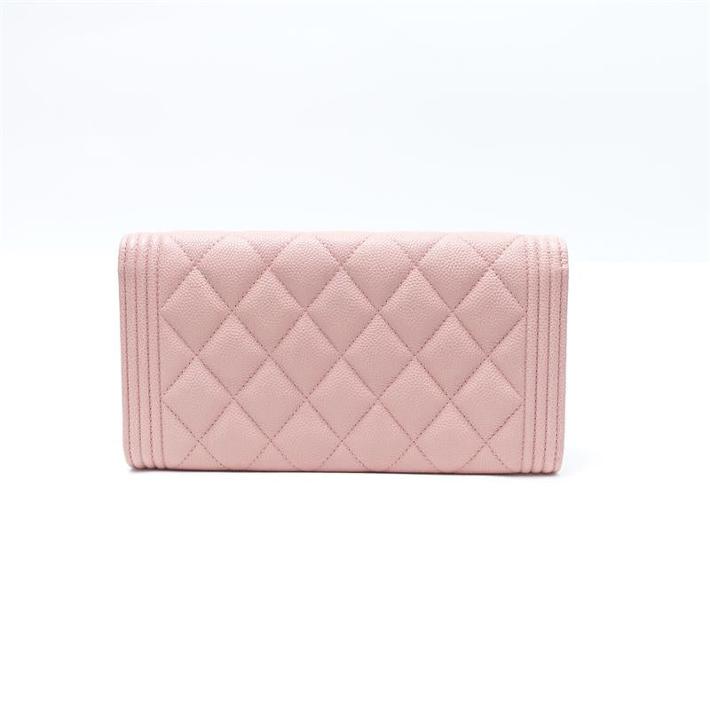 Pre-owned Chanel Leboy Pink Caviar Wallet