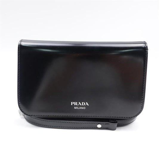 Pre-owned Prada Black Calfskin Glossy Crossbody Bag-TS